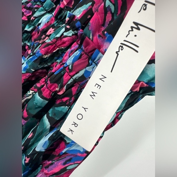 Nicole Miller Halter Sleeveless Bold Print Midi Dress size XS Teal/Multi - Picture 2 of 5